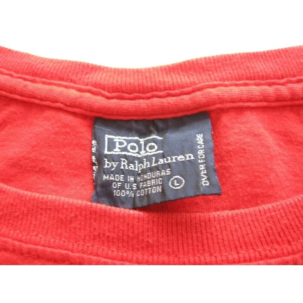 Y2K Vintage Polo Ralph Lauren T-Shirt Men Minimalist Preppy Red Sz L (MT957)